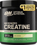 Optimum Nutrition Micronized Creatine Monohydrate — Unflavored, 5g per serving, 60 servings.