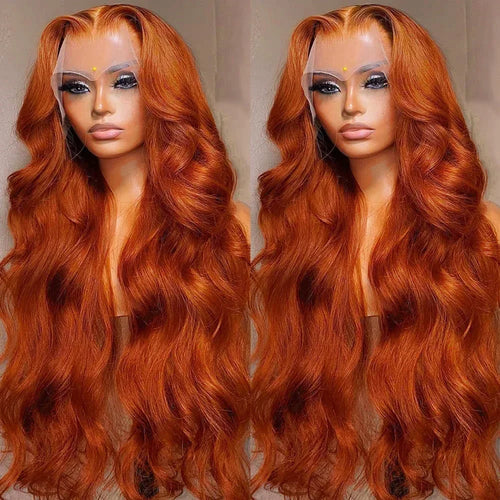 250% Orange Ginger Lace Front Wig Human Hair 13x6 Hd Body Wave Lace Front Wig 30 34inch Blonde Colored Human Hair Wigs On Sale