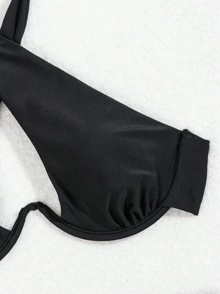 Women's Black Sexy  Two-piece Quick-dry Fabric Bikini Swimwear
